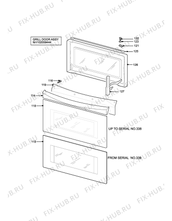 Взрыв-схема плиты (духовки) Zanussi ZCG7902XL - Схема узла H10 Grill door assy